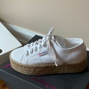 Superga White Platform Espadrille Sneakers